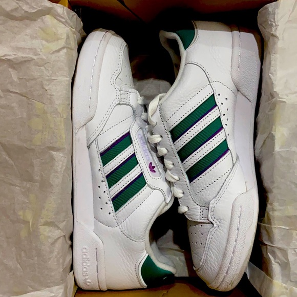 adidas Shoes - Adidas sneakers with the coolest teal and purple stripes.